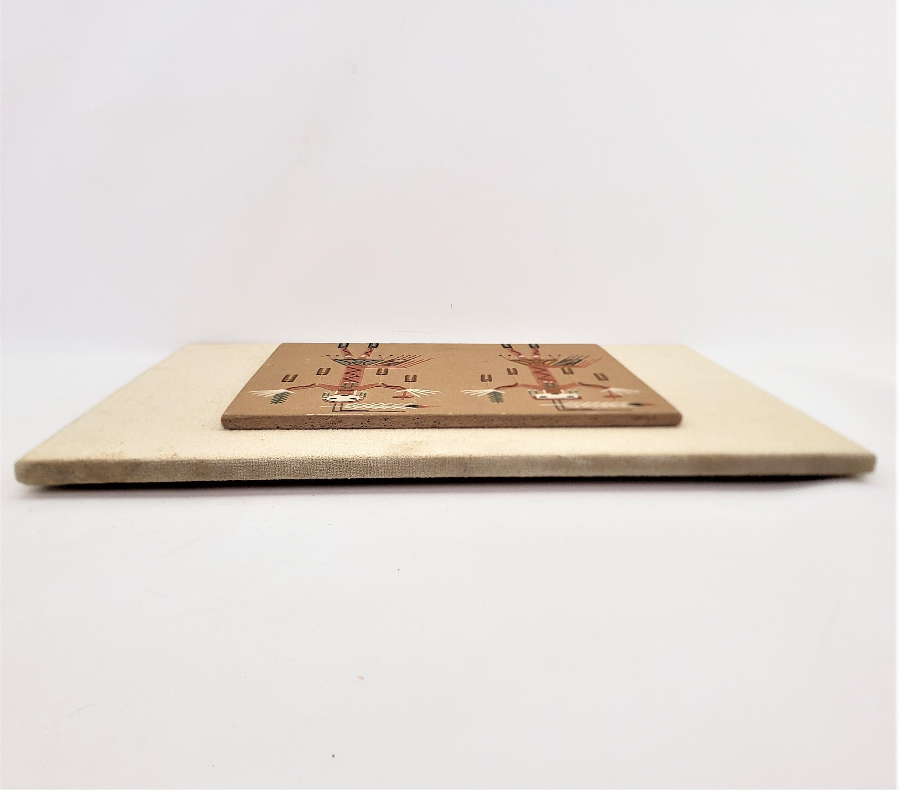 Vintage Indigenous Navajo Inspired Mounted Terracotta Tile Depicting 'Yei