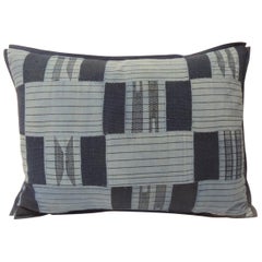 Vintage Indigo and Blue African Woven Pattern Decorative Bolster Pillow