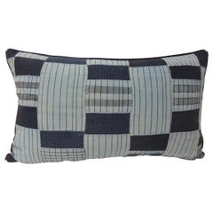 Vintage Indigo and Blue African Woven Pattern Decorative Lumbar Pillow