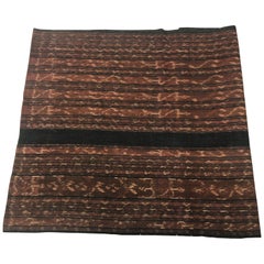 Vintage Indigo and Brown Ikat Textile Panel