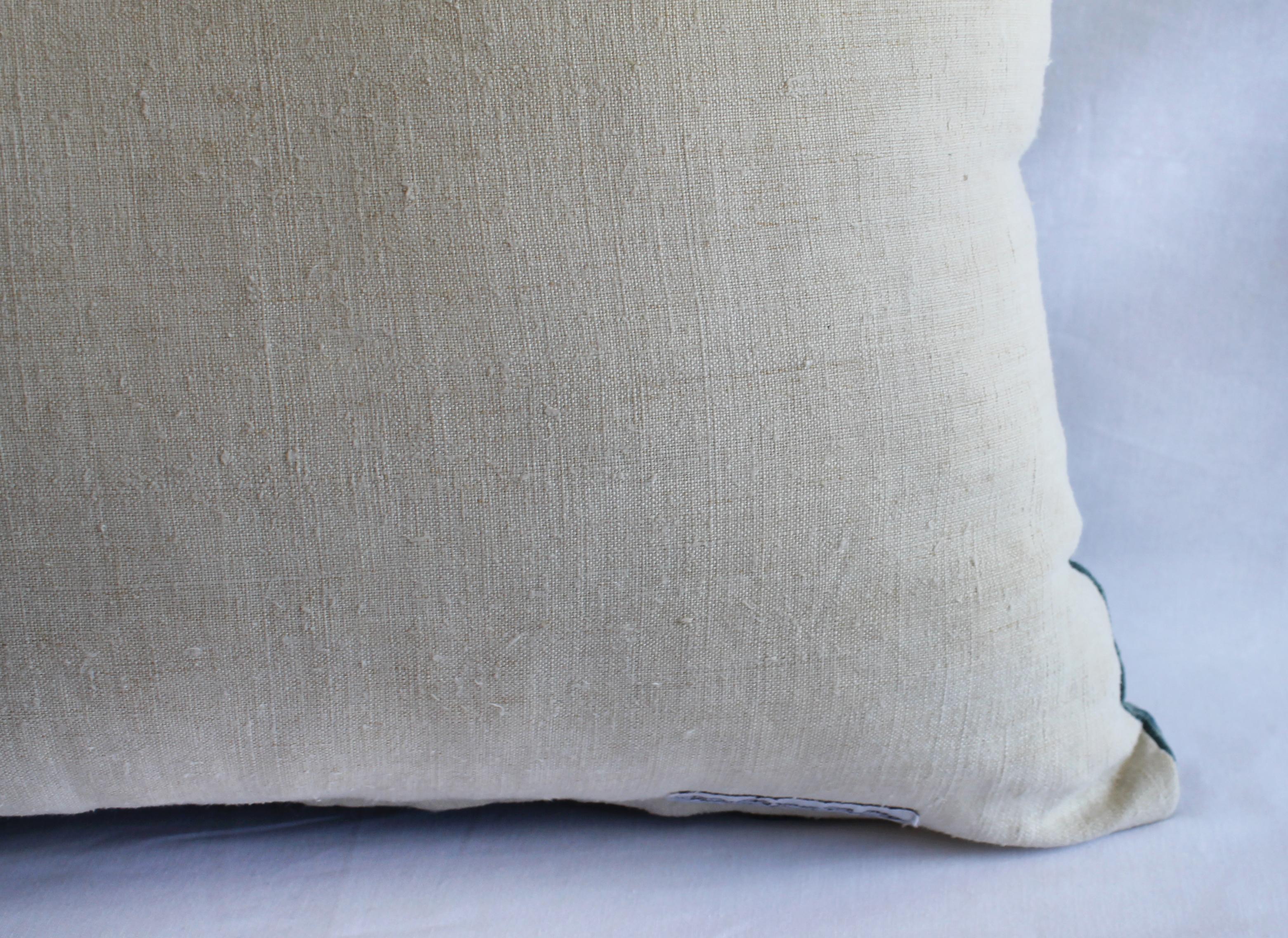 Vintage Indigo and Off-White Batik Style Pillow 6