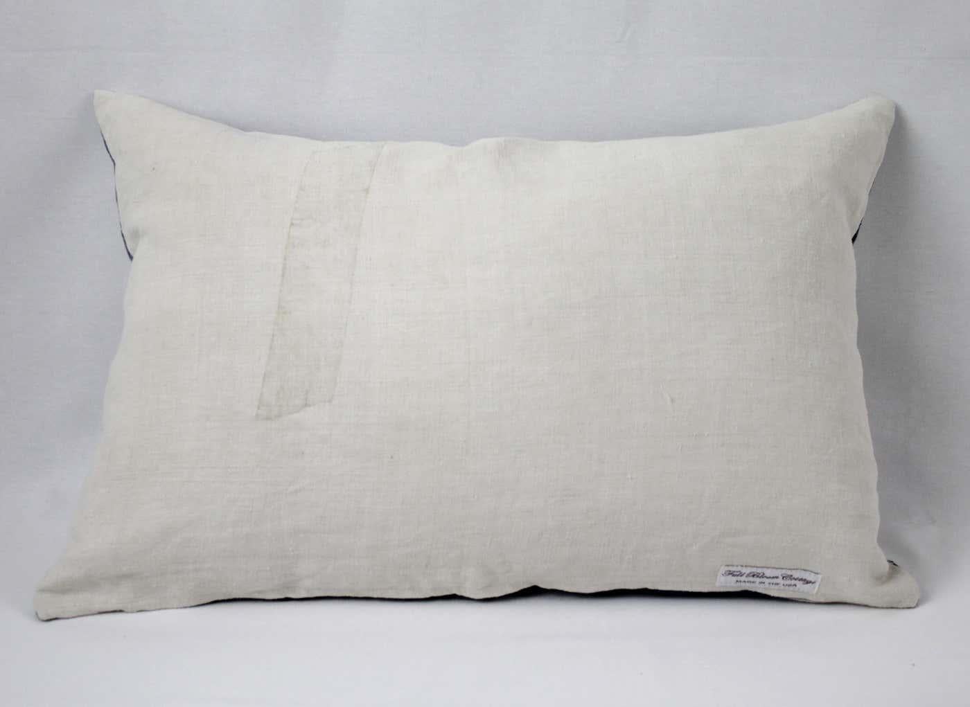 Vintage Indigo and Off-White Batik Style Pillow For Sale 2