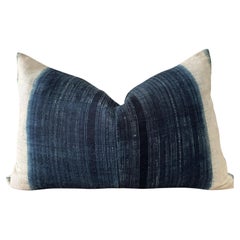 Vintage Indigo and Off-White Batik Style Pillow