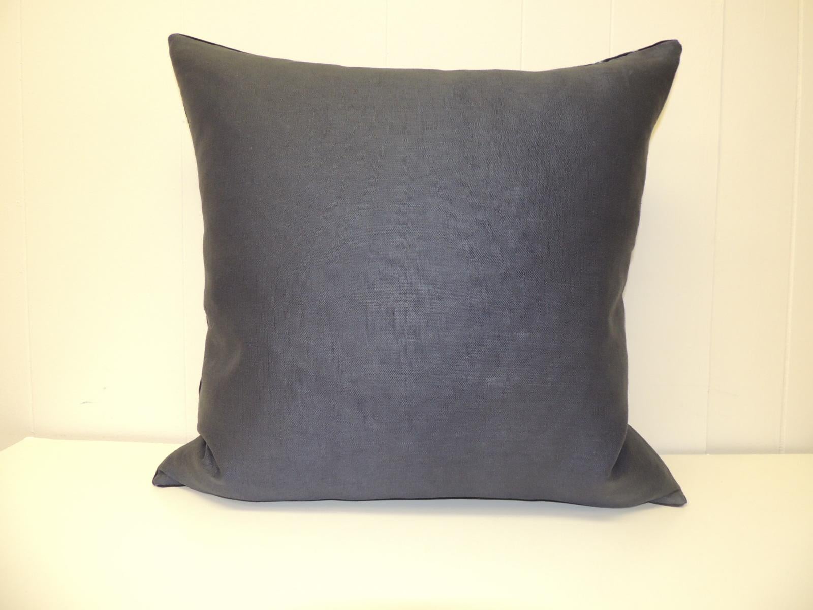 Nigerian Vintage Indigo and White African Resist-Dye Textile Decorative Pillow