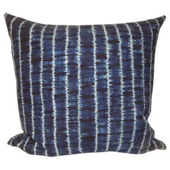 Vintage Indigo and White African Resist-Dye Textile Decorative Pillow