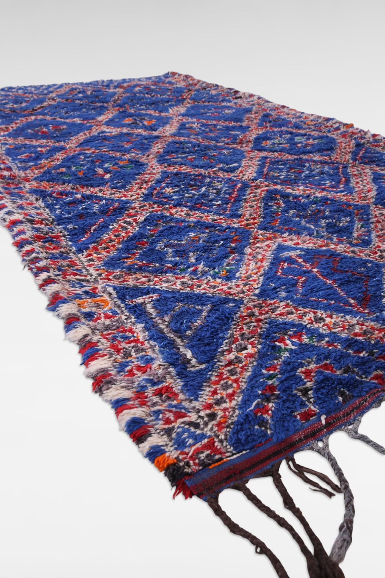 Tribal Vintage indigo Beni M'Guild Moroccan Ribal rug For Sale