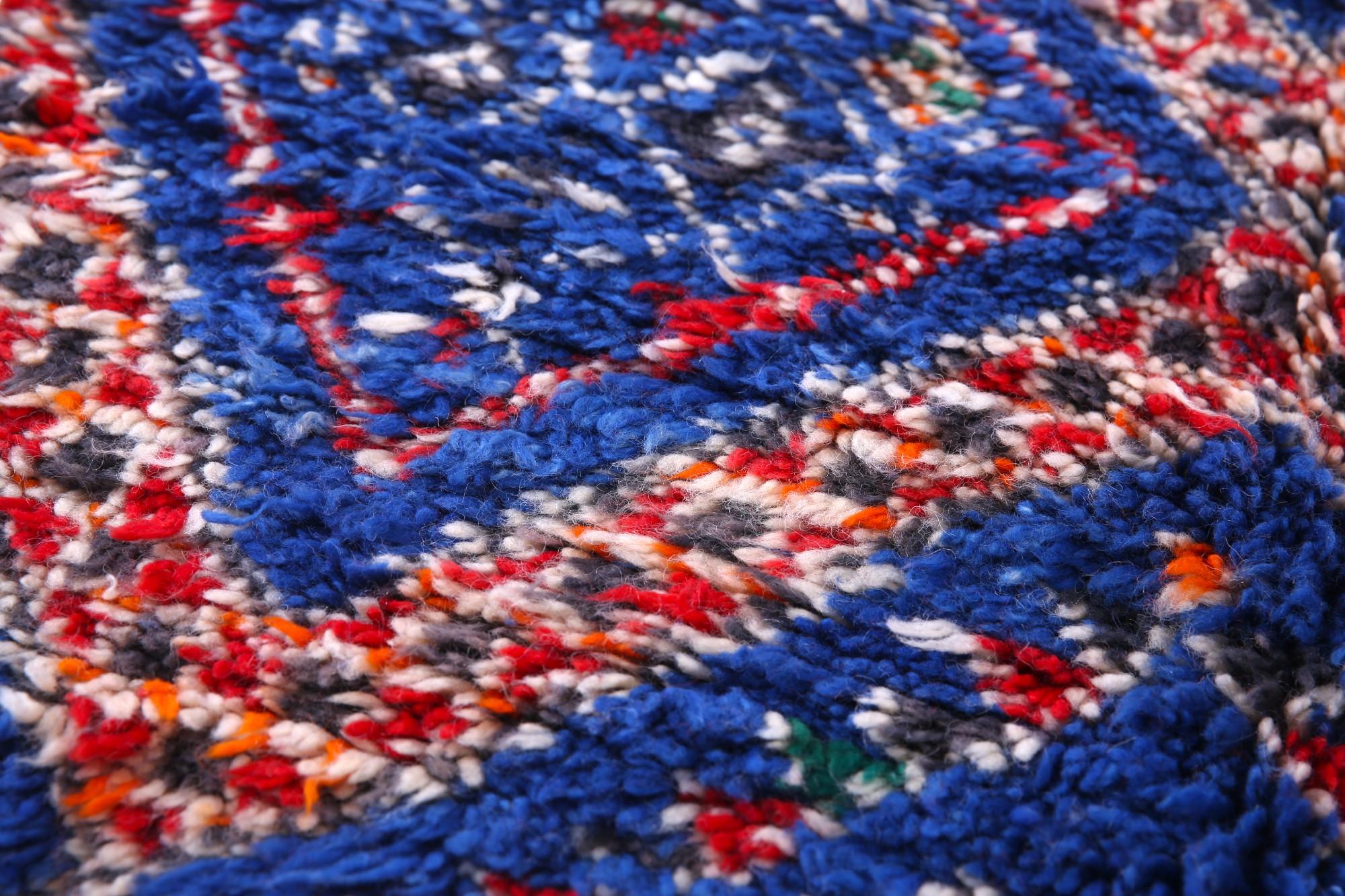 Vintage indigo Beni M'Guild Moroccan Ribal rug In Good Condition For Sale In Tallinn, Harju maakond