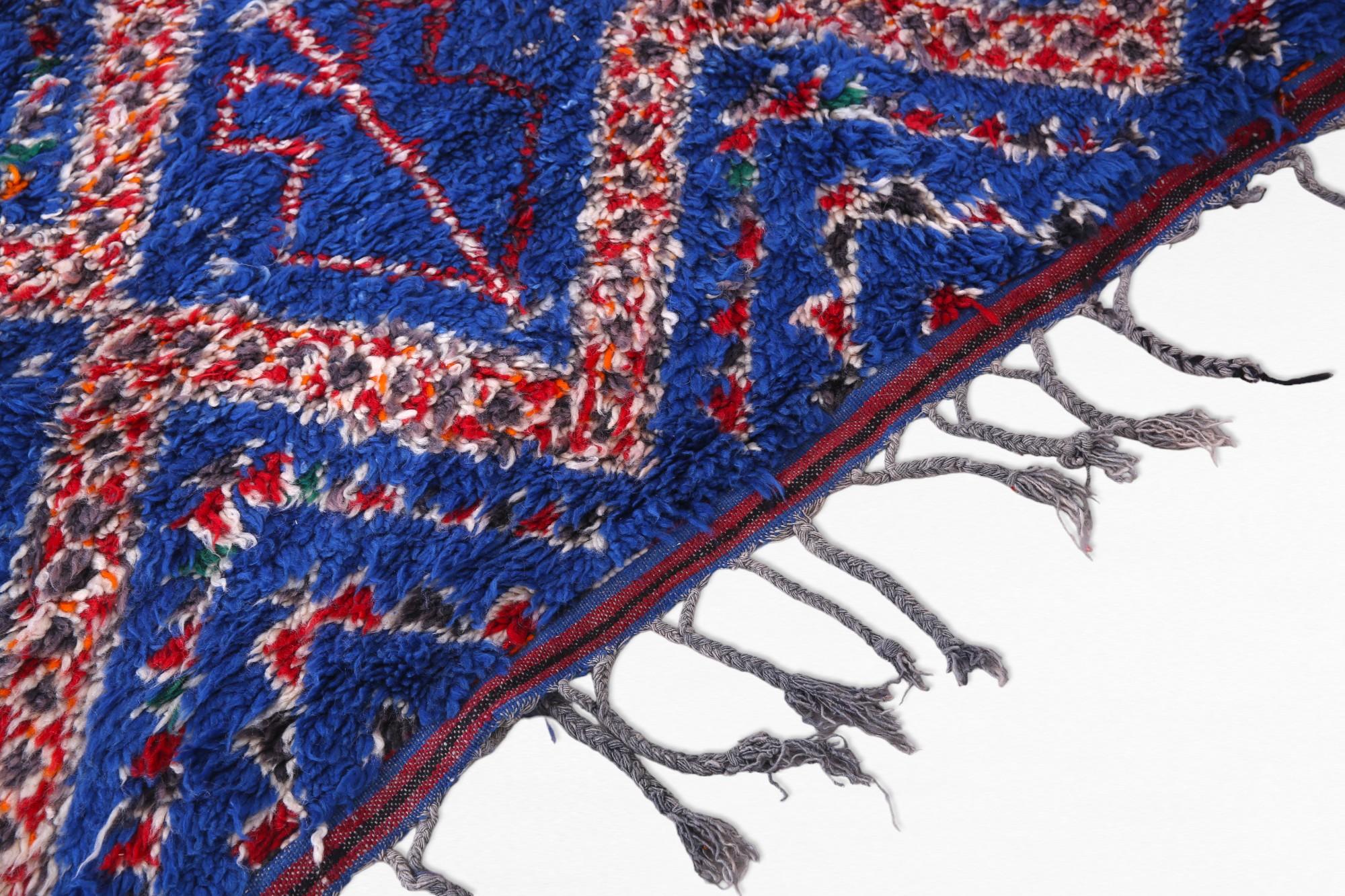 Vintage indigo Beni M'Guild Moroccan Ribal rug For Sale 1