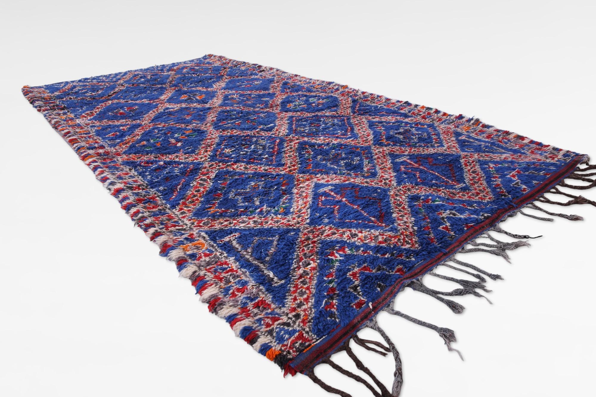 Vintage indigo Beni M'Guild Moroccan Ribal rug For Sale 2