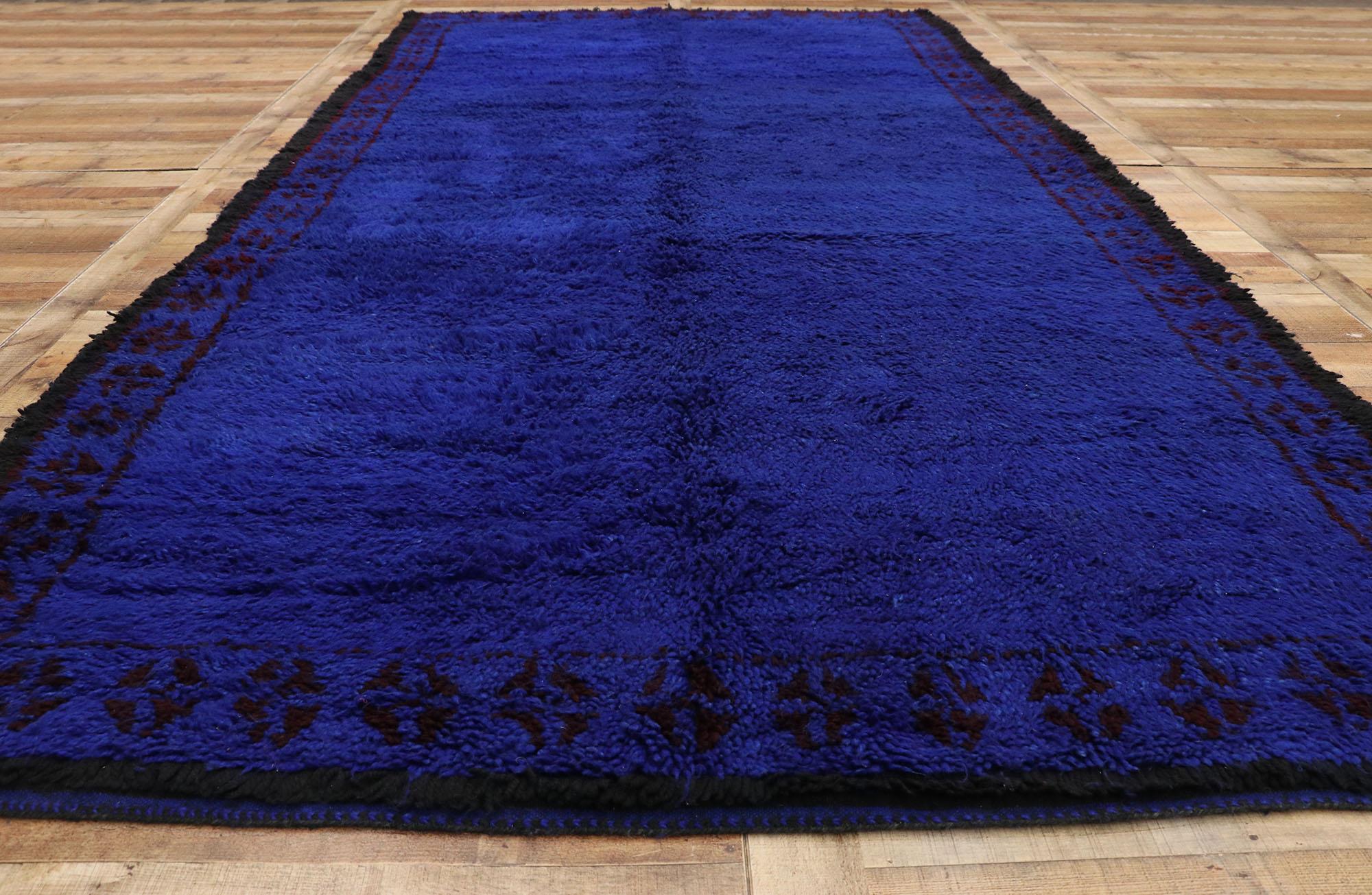 20th Century Vintage Indigo Beni M'Guild Moroccan Rug, Berber Blue Moroccan Carpet