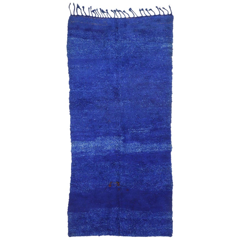 Vintage Indigo Beni M'Guild Moroccan Rug, Berber Blue Moroccan Carpet For Sale at 1stDibs