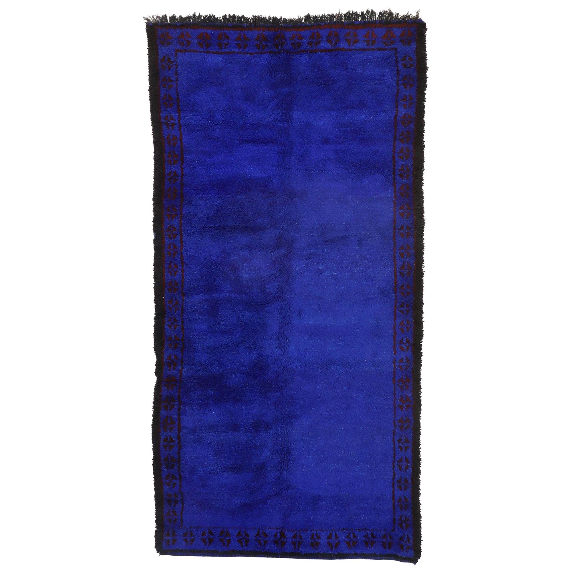 Vintage Indigo Beni M'Guild Moroccan Rug, Berber Blue Moroccan Carpet