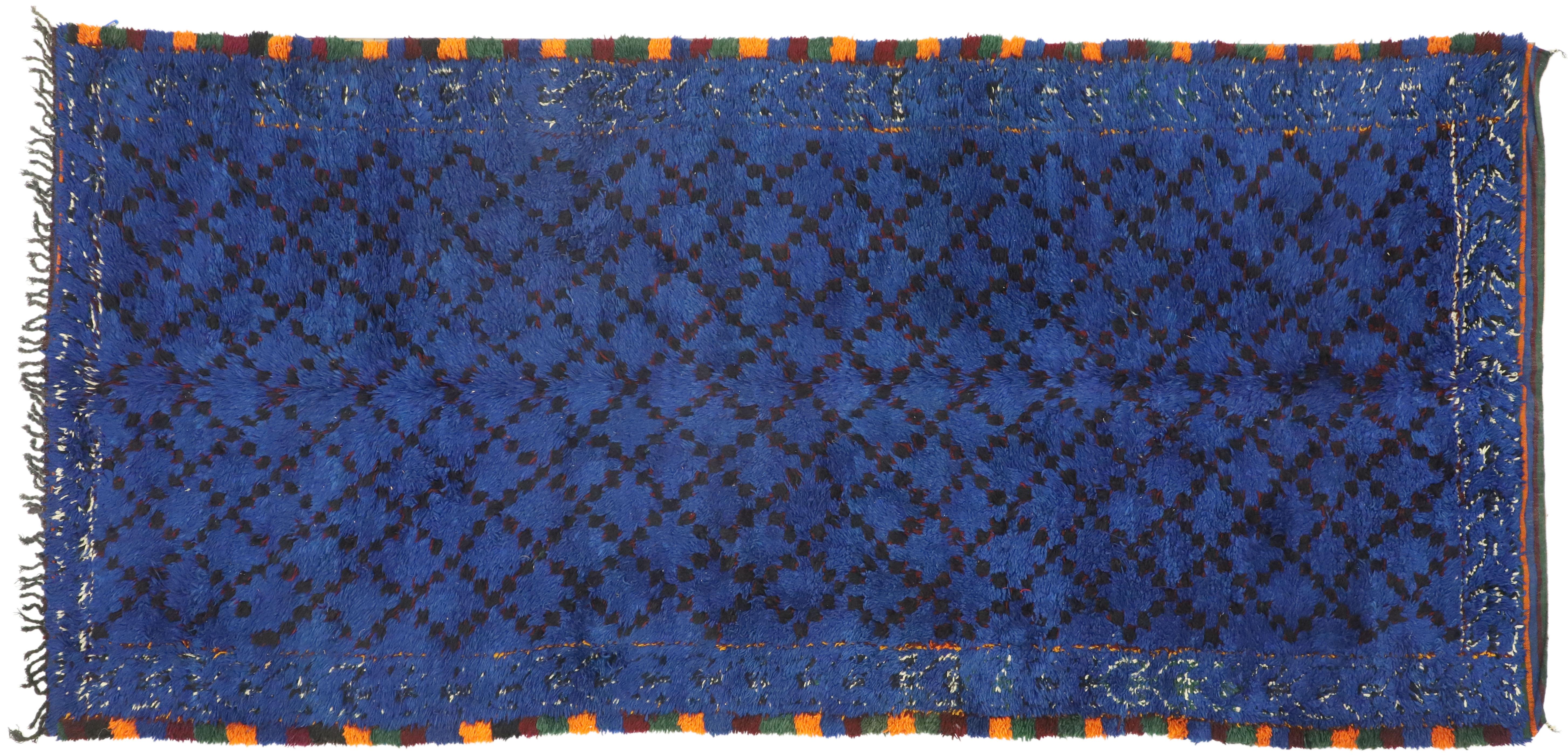 Vintage Indigo Beni M'Guild Moroccan Rug, Blue Berber Moroccan Rug 2