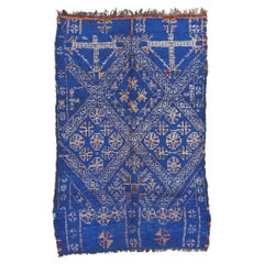 Alfombra Bereber Marroquí Beni M'Guild Azul de 1970 con Estilo Moderno