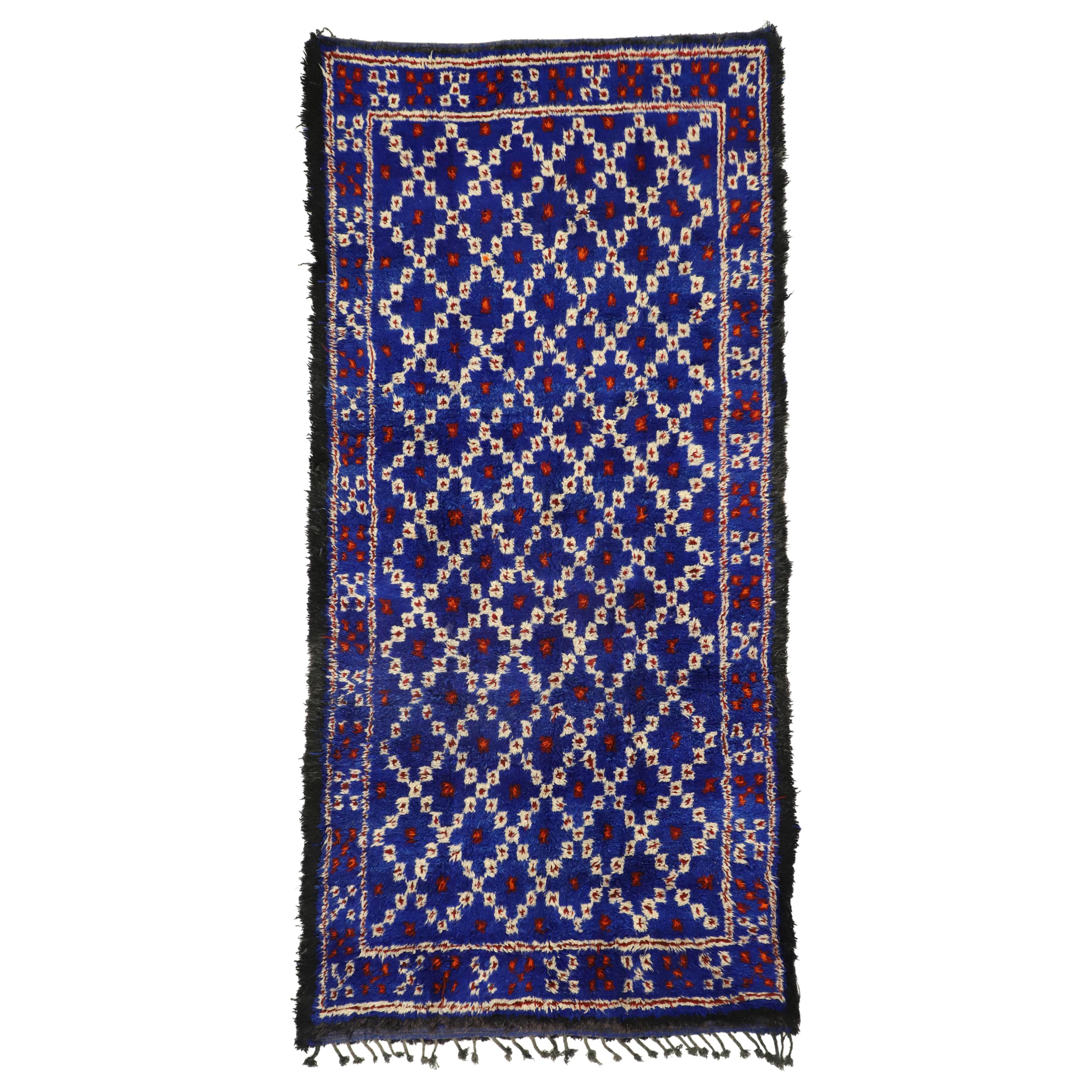 Vintage Indigo Beni M'Guild Rug, Berber Moroccan Carpet