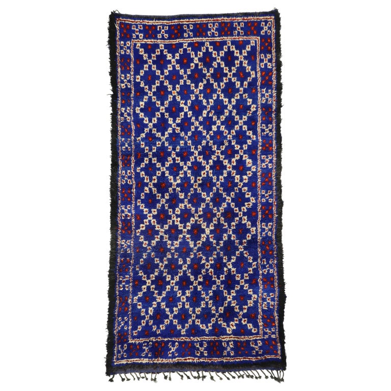 Vintage Indigo Beni M'Guild Rug, Berber Moroccan Carpet ...