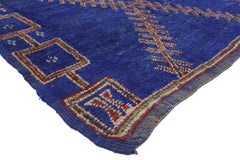 Vintage Indigo Beni M'Guild Rug, Blue Berber Moroccan Rug with Bauhaus Style