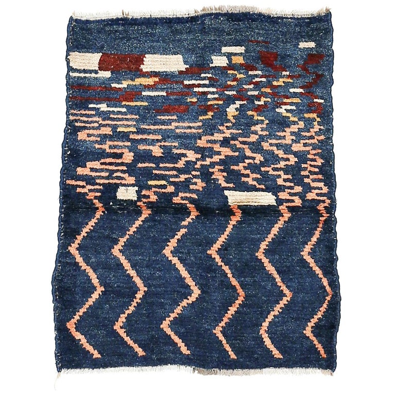 Vintage Indigo Blue Abstract Design Tribal Rug For Sale at ...