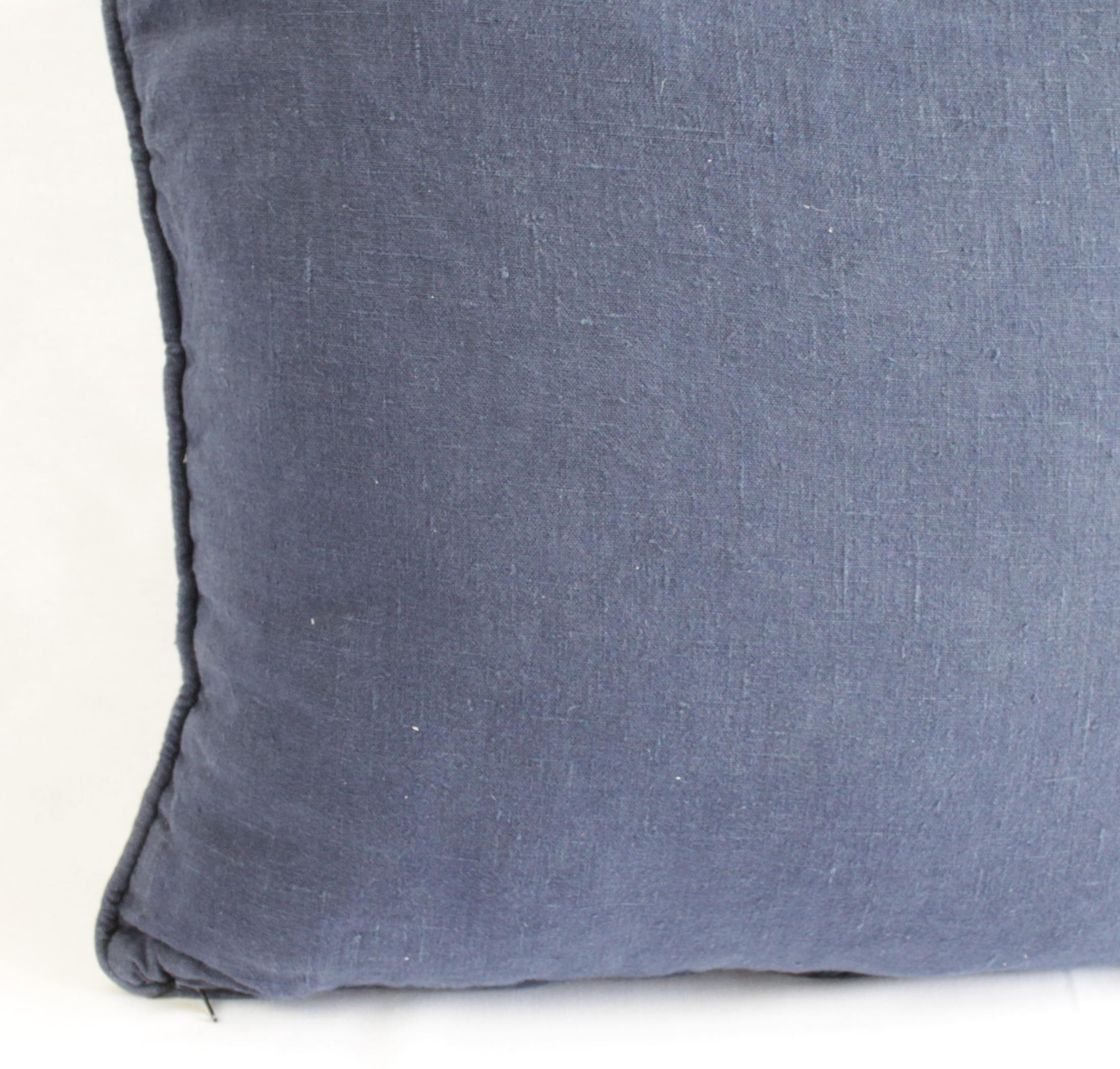 Vintage Indigo Blue and White Batik Pattern Pillow 5