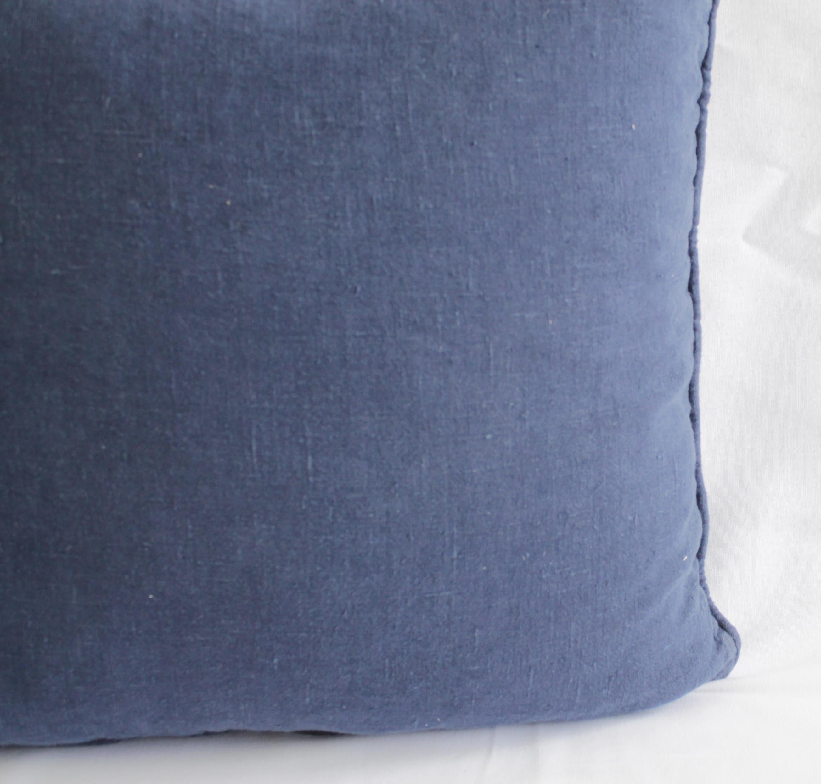 Vintage Indigo Blue and White Batik Pattern Pillow 6