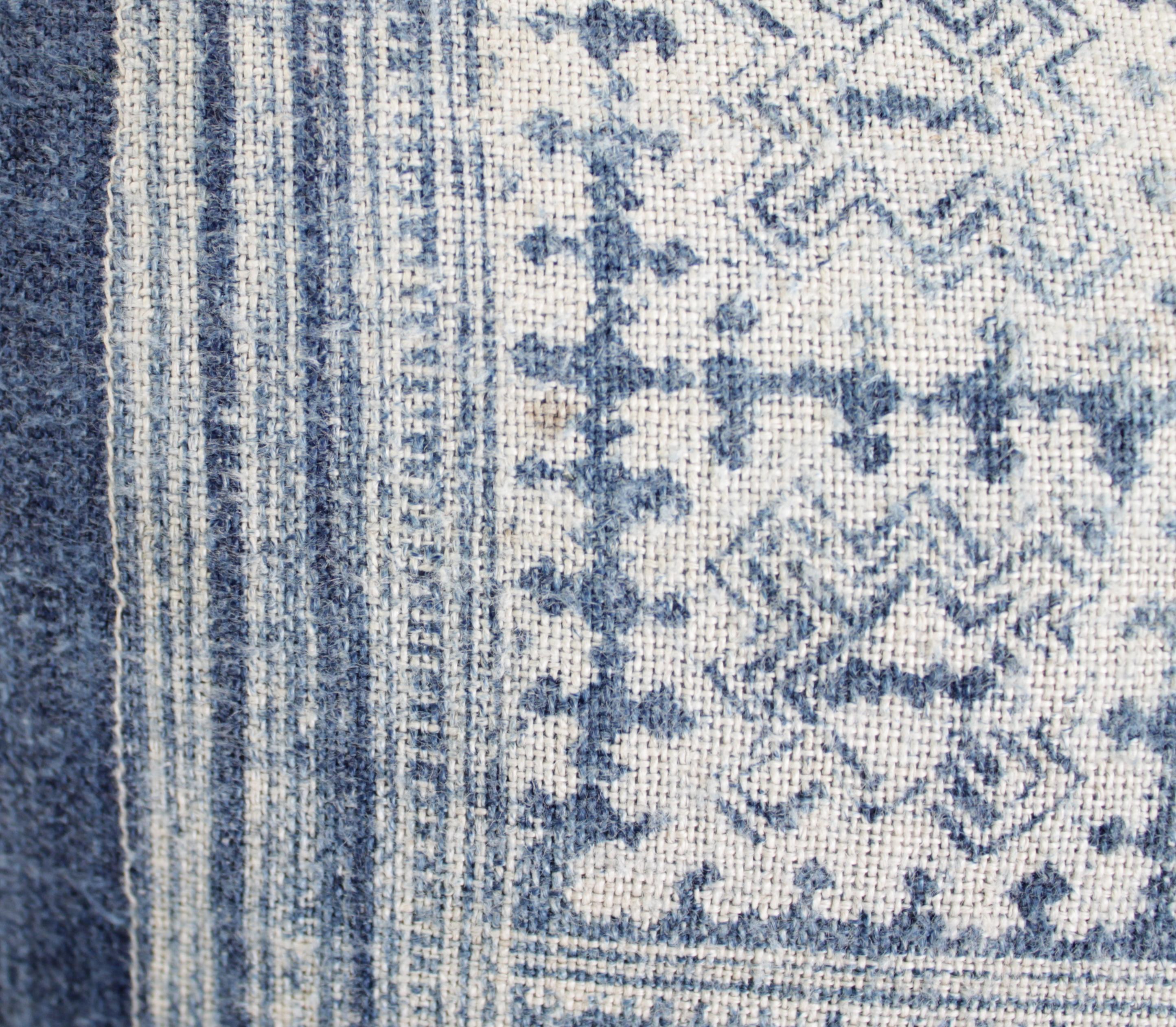 Vintage Indigo Blue and White Batik Pattern Pillow 8