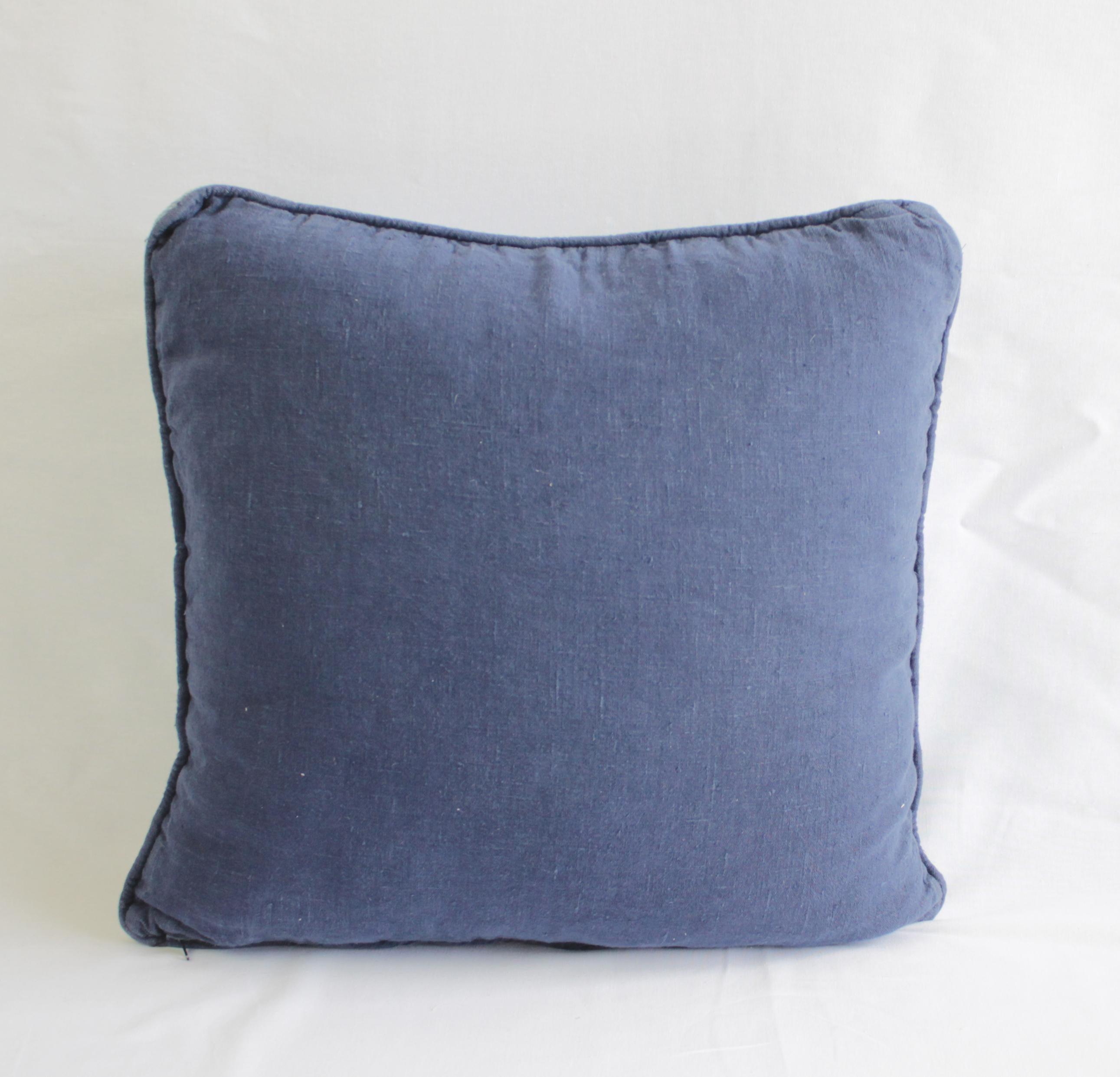 Vintage Indigo Blue and White Batik Pattern Pillow 1
