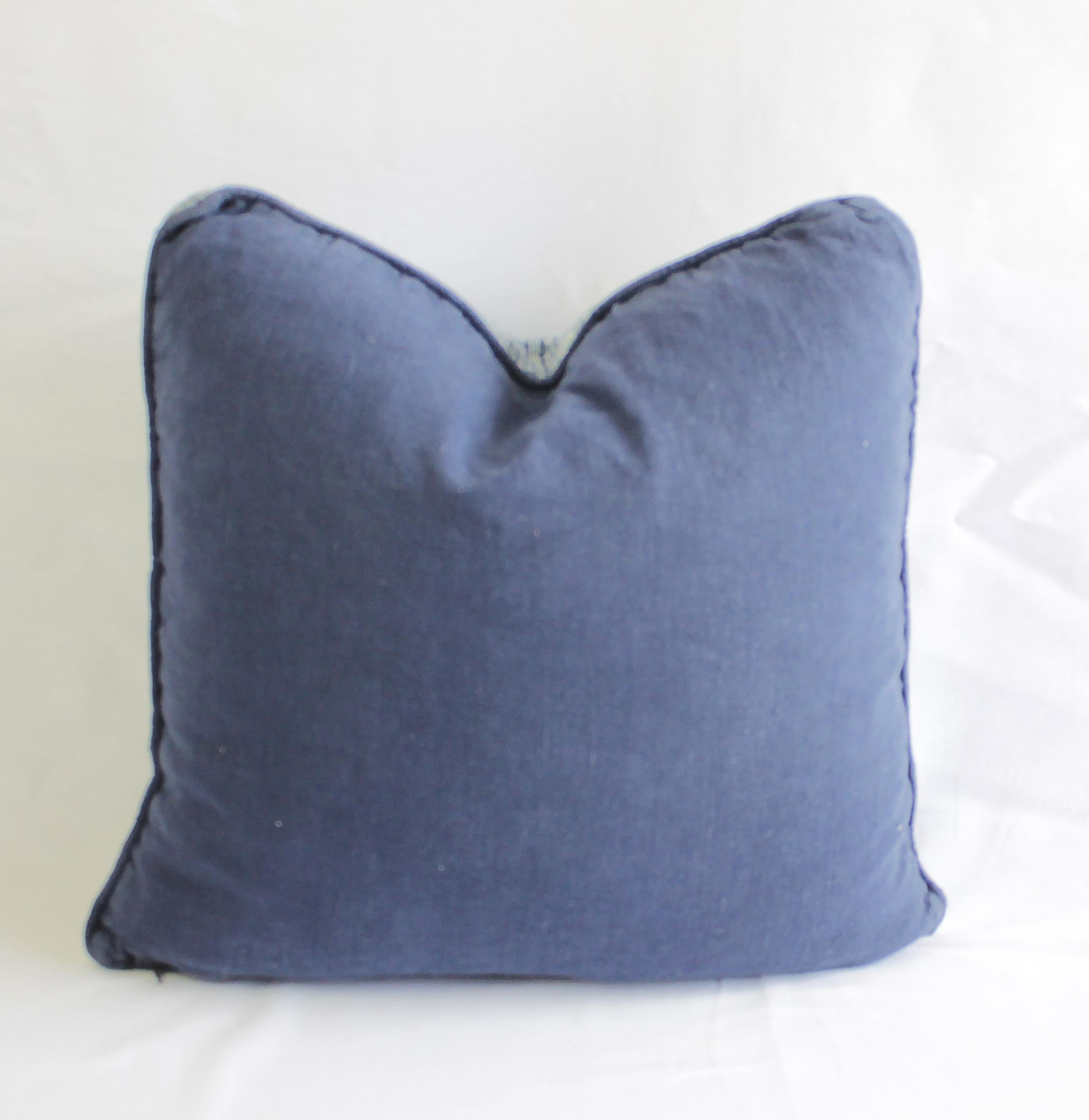 Vintage Indigo Blue and White Batik Pattern Pillow 2