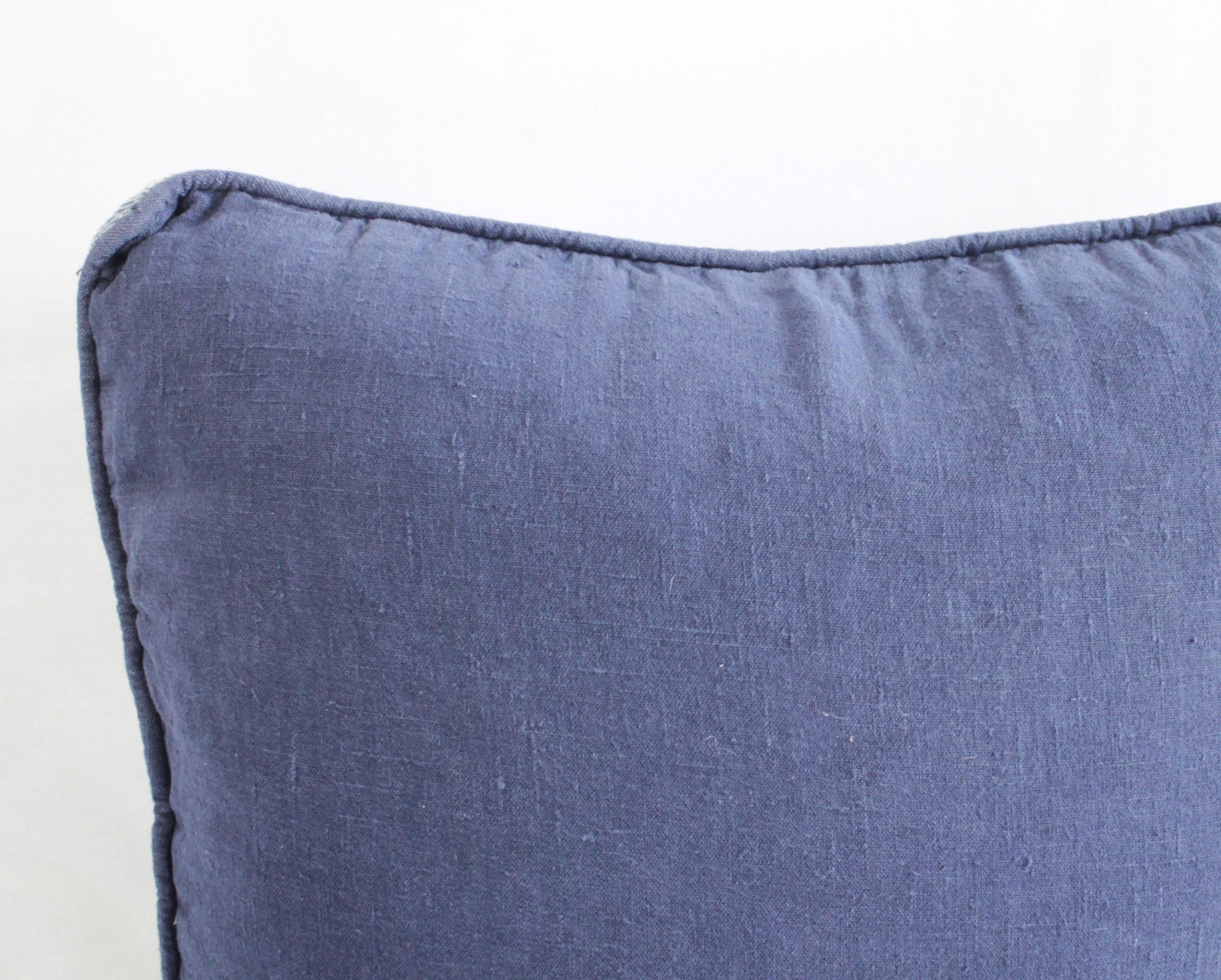 Vintage Indigo Blue and White Batik Pattern Pillow 3