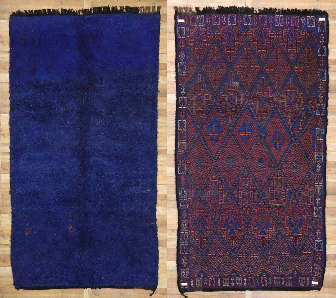 Marokkanischer blauer Beni MGuild-Teppich im Vintage-Stil, Bohemian Paradise Meets Cozy Nomad im Angebot 5