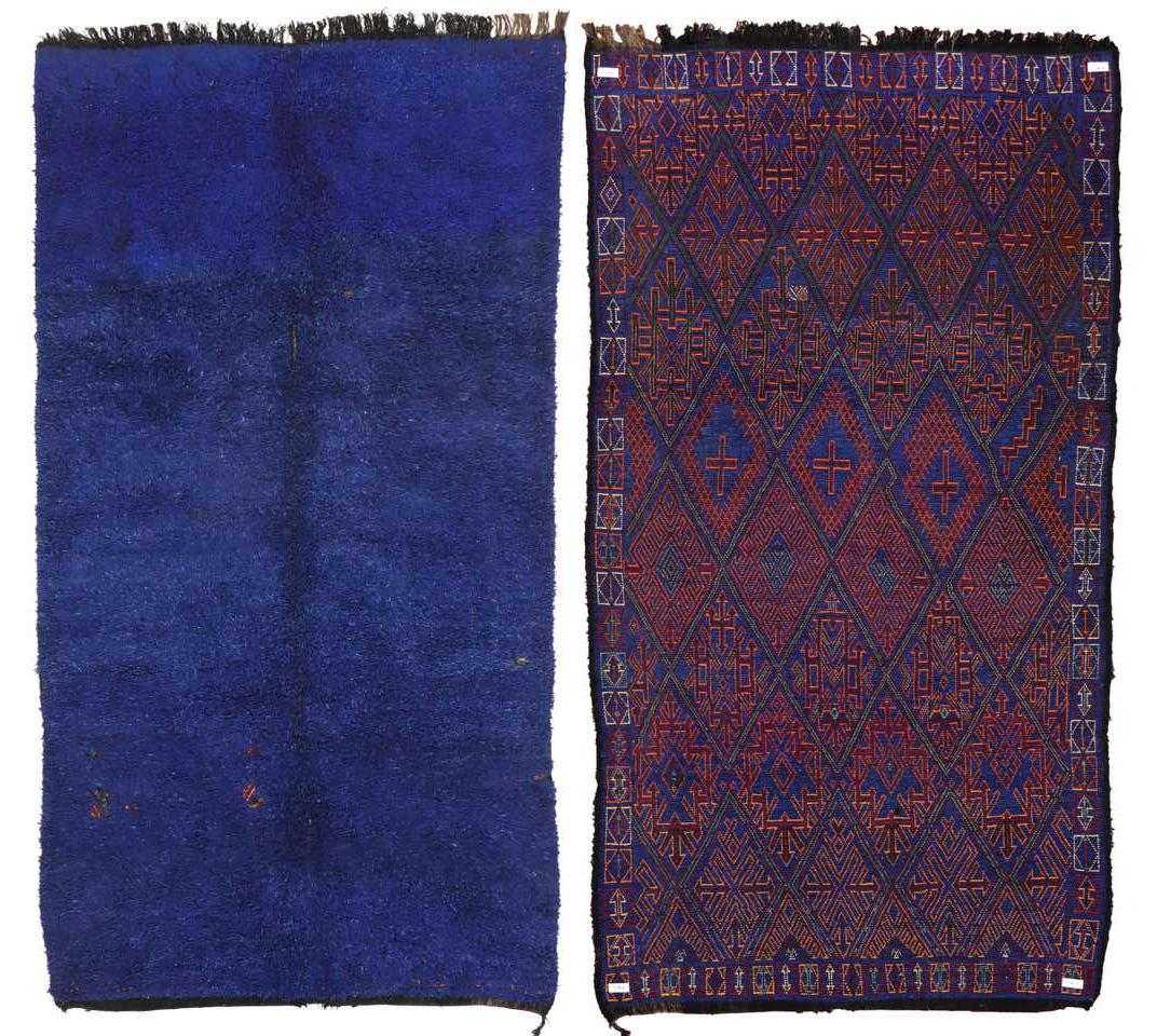 Marokkanischer blauer Beni MGuild-Teppich im Vintage-Stil, Bohemian Paradise Meets Cozy Nomad im Angebot 6