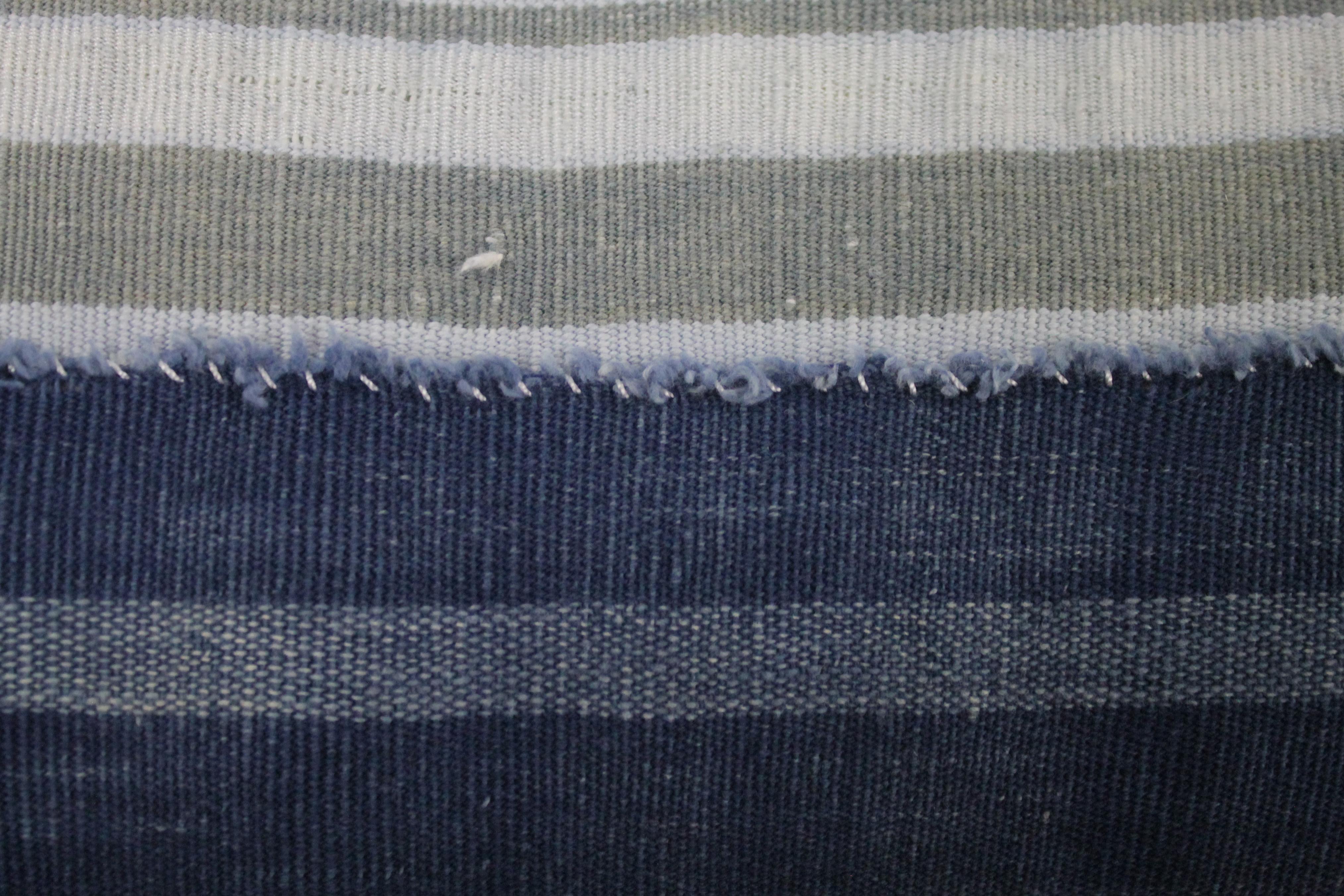 Vintage Indigo Blue Horizontal Stripe Batik Style Pillow 12