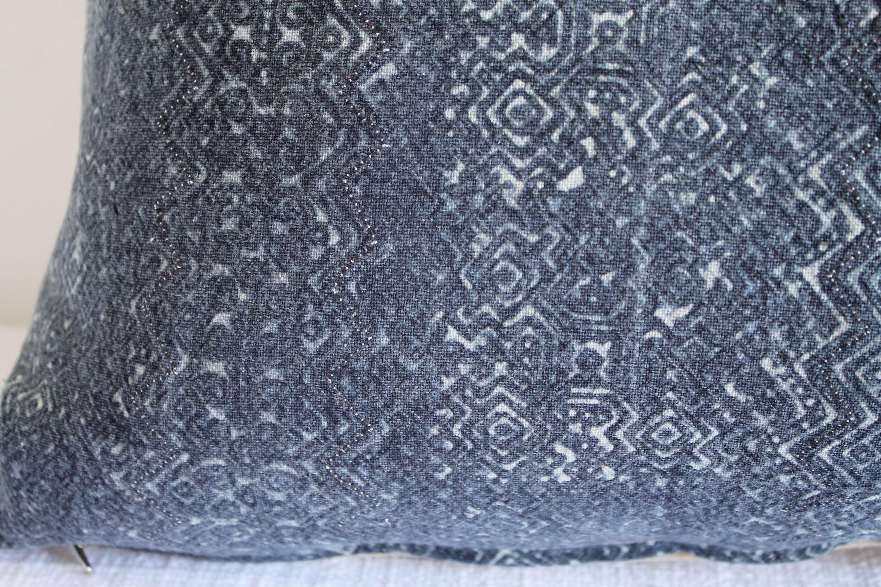Vintage Indigo Faded Blue Batik Lumbar Pillow 1