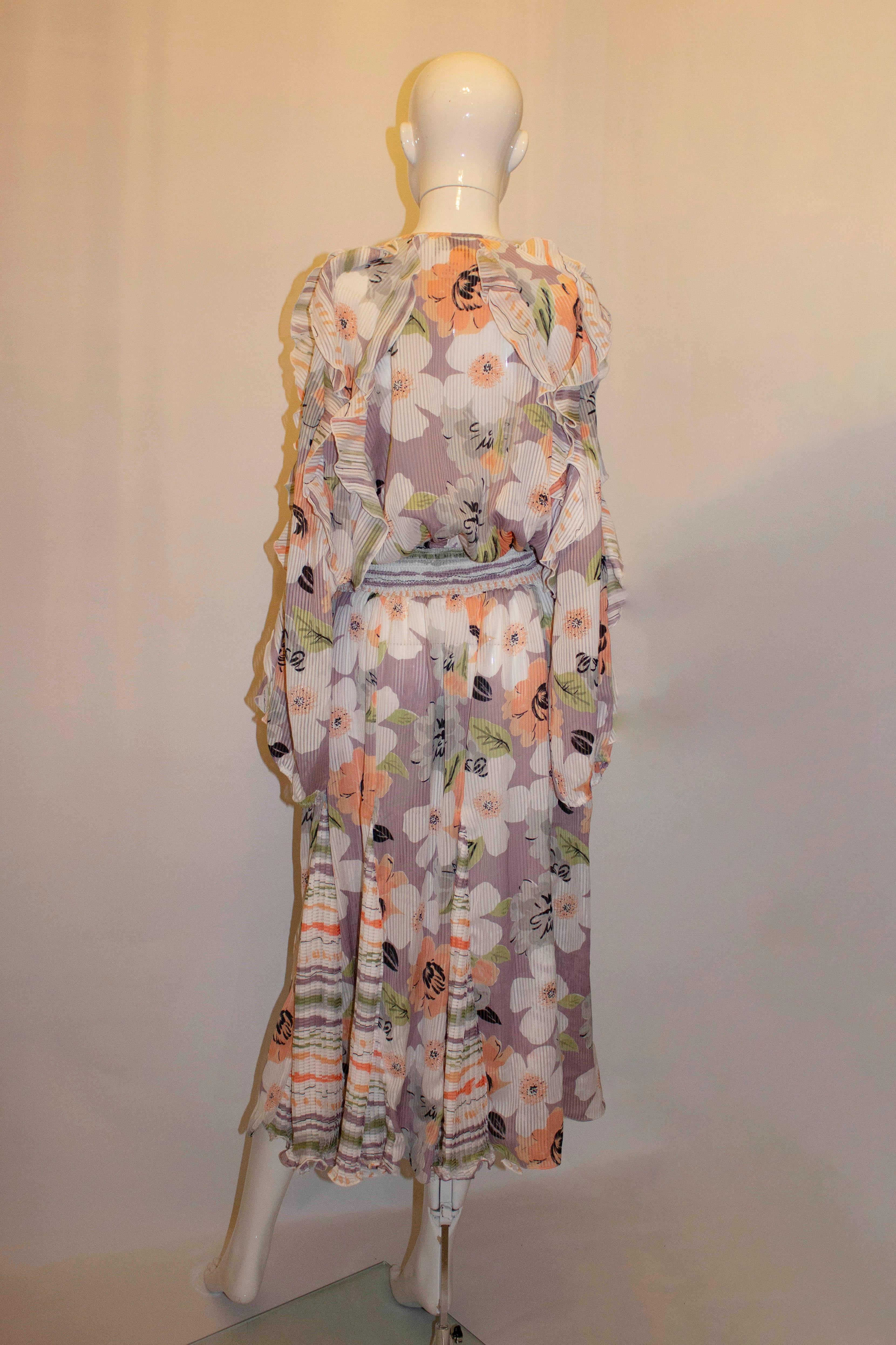 Vintage Indigo Lites Polyester Goergette Dress For Sale 2