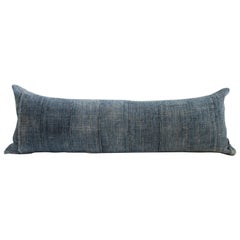 Vintage Indigo Mud Cloth Lumbar Roll Pillow