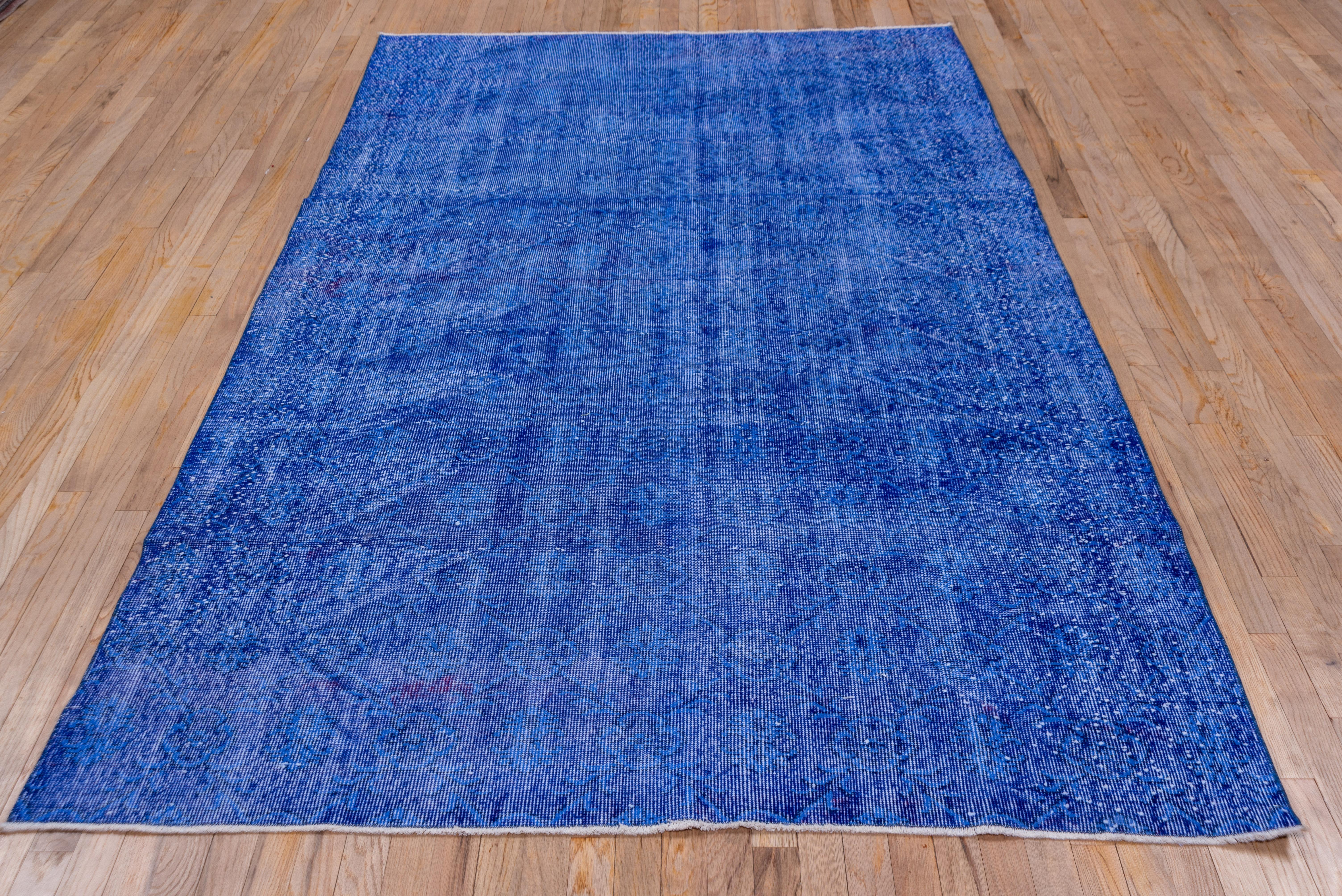 Hand-Knotted Vintage Indigo Overdyed Sparta Wool Rug, Shabby Chic For Sale