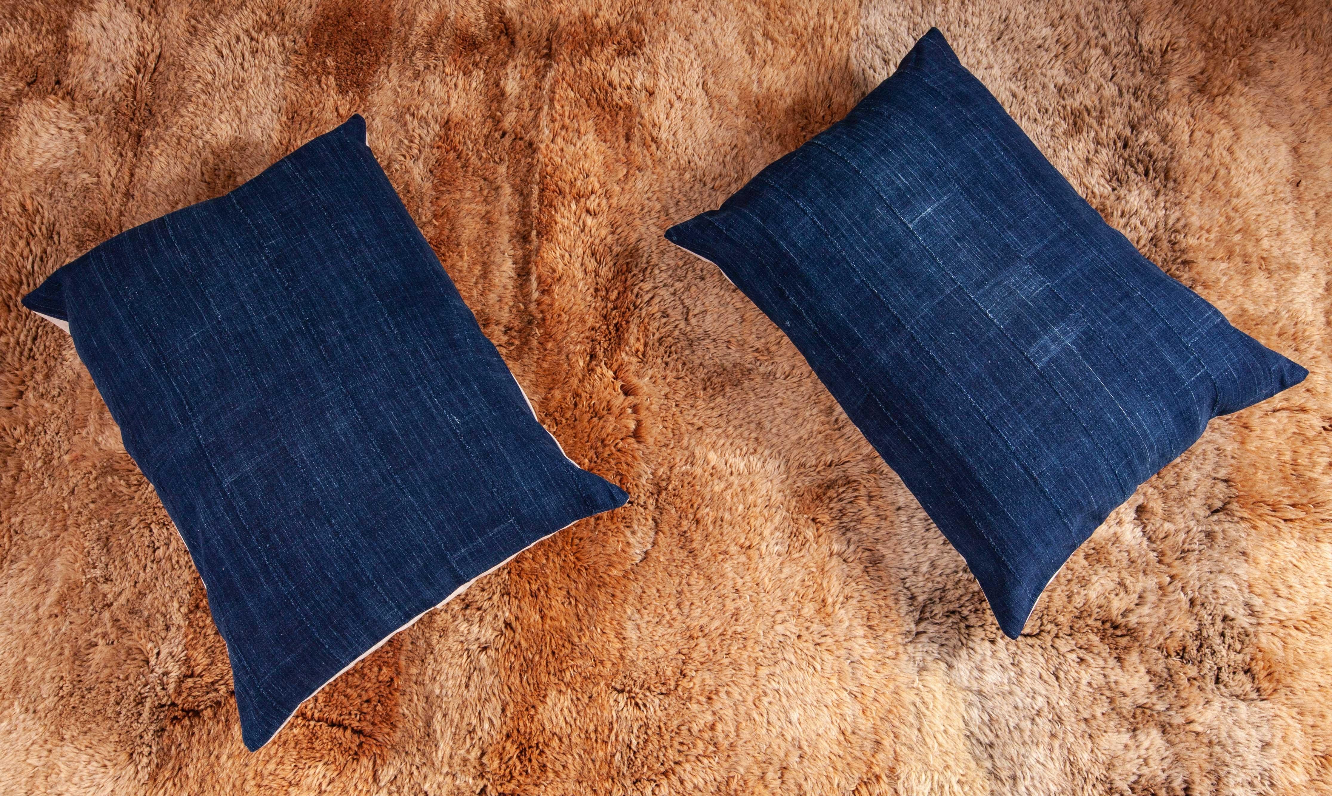 Vintage Indigo Pilow / Cushion Covers Fashioned from a Cloth from Mali Africa 1