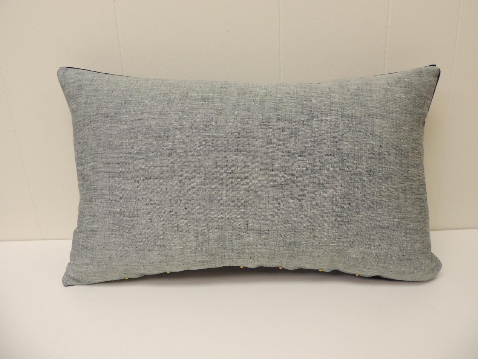 Nigerian Vintage Indigo and White African Resist-dye Textile Decorative Pillow For Sale