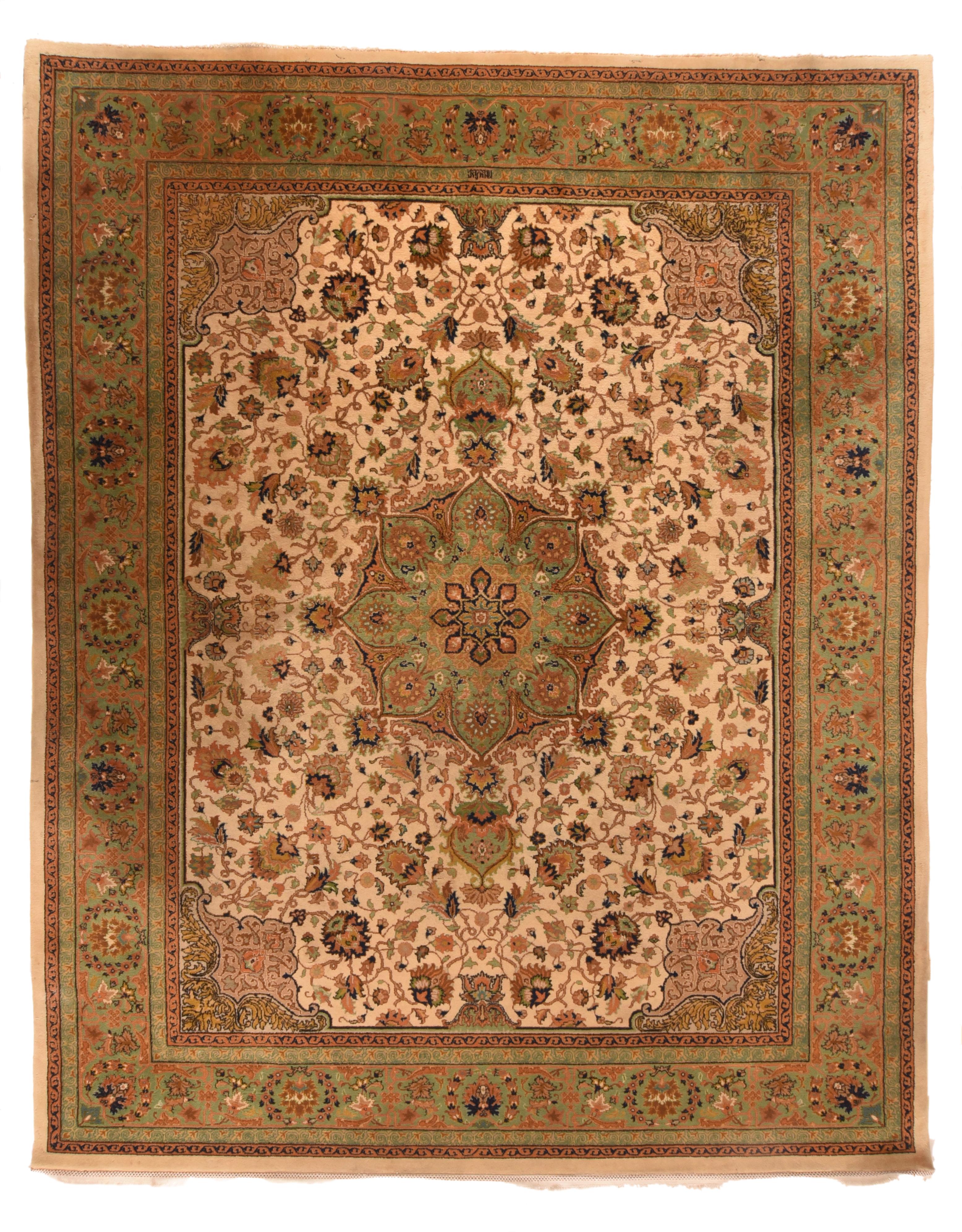 Vintage Beige Tabriz Teppich 8'0'' x 10'0'' im Zustand „Hervorragend“ im Angebot in New York, NY