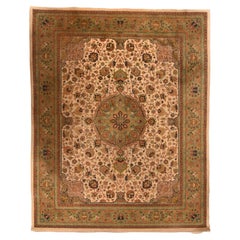 Vintage Indo Beige Tabriz Indian Rug