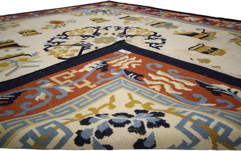 Hand-Knotted Vintage Chinese Art Deco Style Rug For Sale