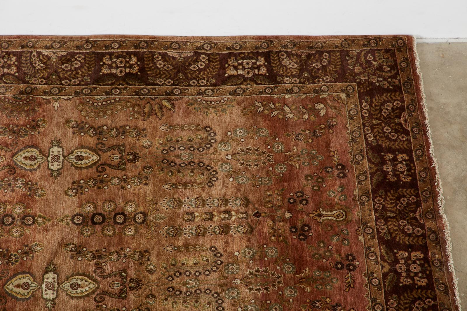 Vintage Indo Persian Kashan Design Rug Carpet For Sale 3