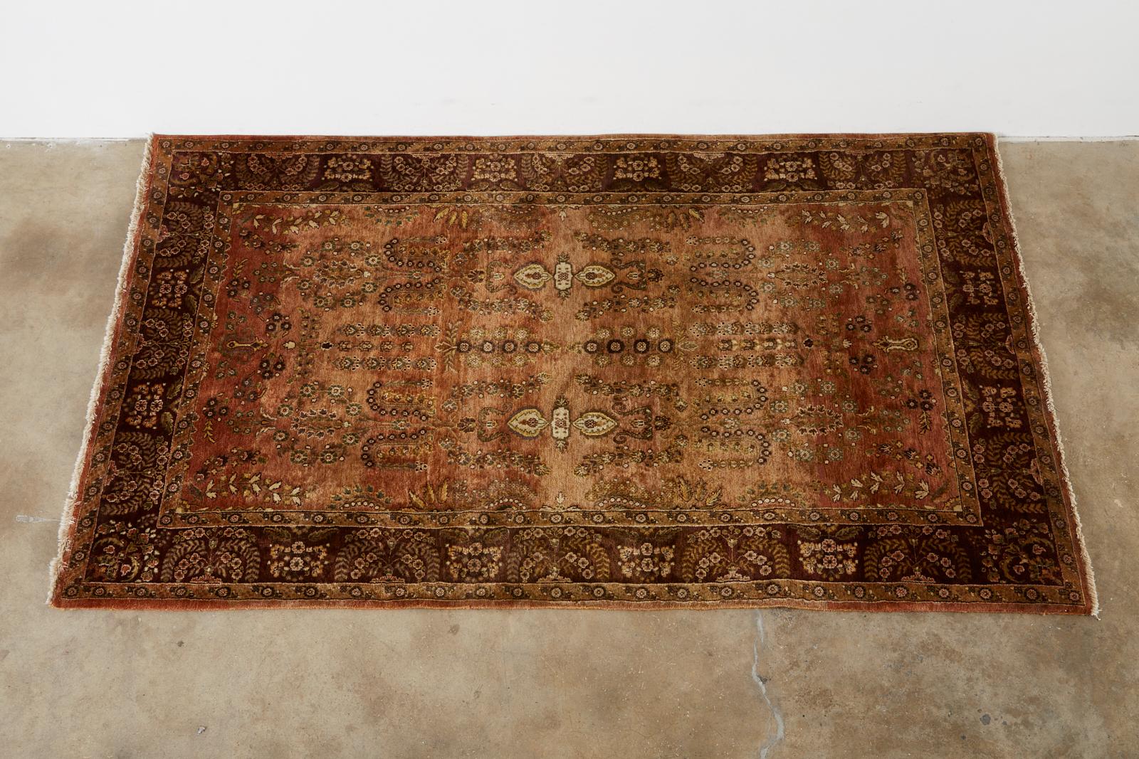 Indian Vintage Indo Persian Kashan Design Rug Carpet For Sale