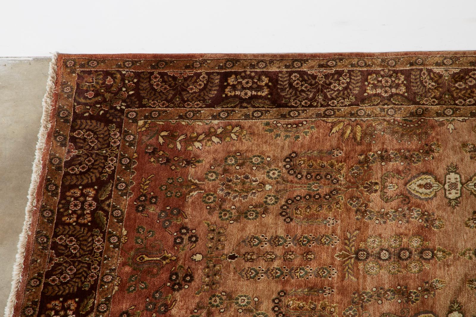 20th Century Vintage Indo Persian Kashan Design Rug Carpet For Sale
