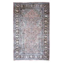 Indo Persischer Vintage-Teppich 153 x 94 c Rosa, Schwarz, Blau, C.1970