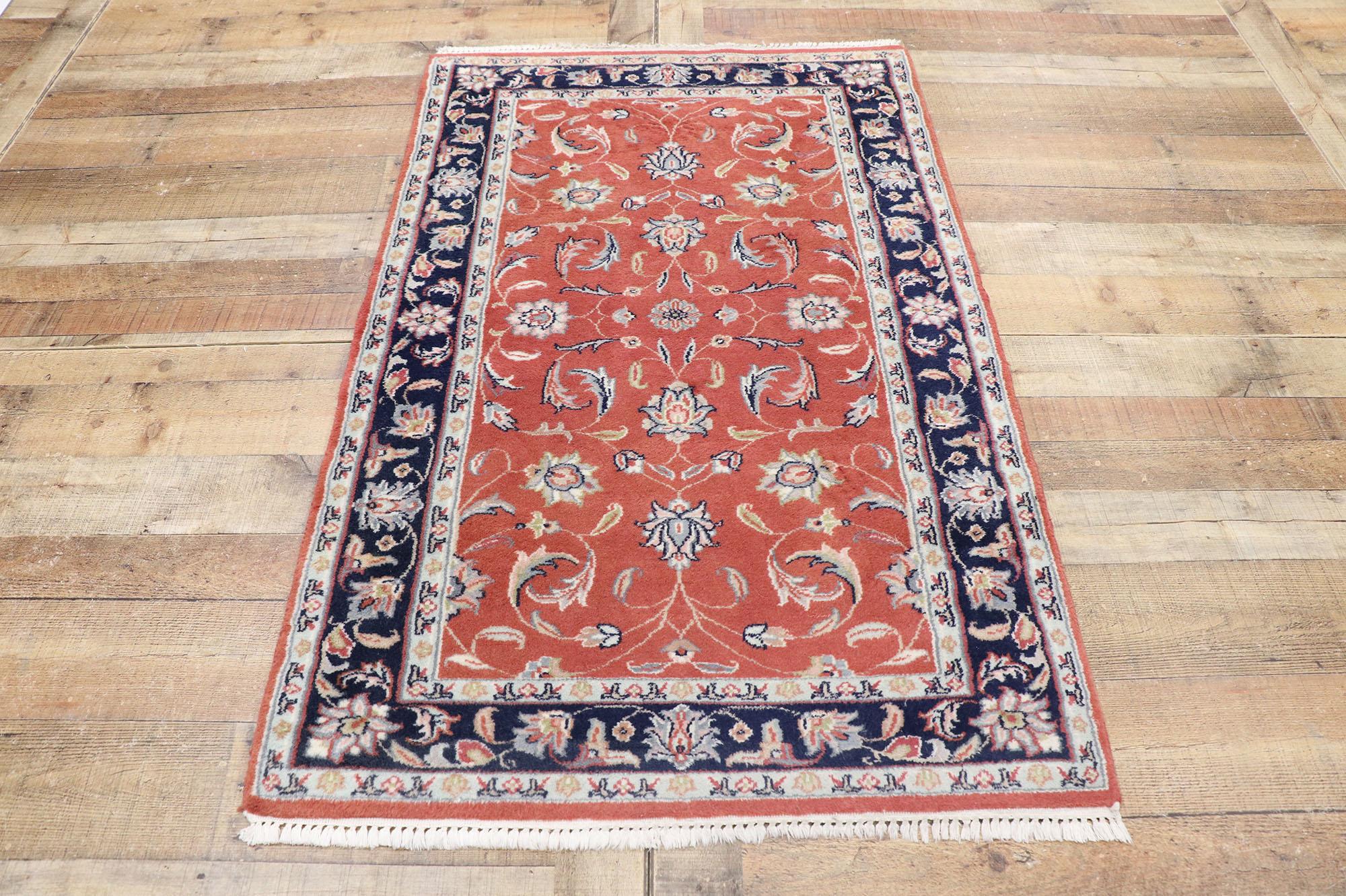 Hand-Knotted Vintage Persian Indian Rug with New England Cape Cod Cottage Style For Sale