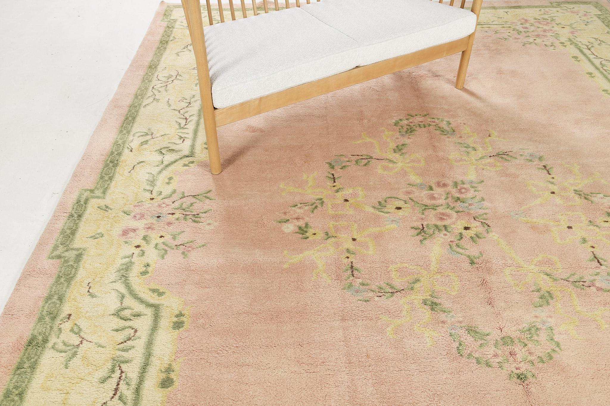 Hand-Knotted Vintage Indo Savonnerie Rug