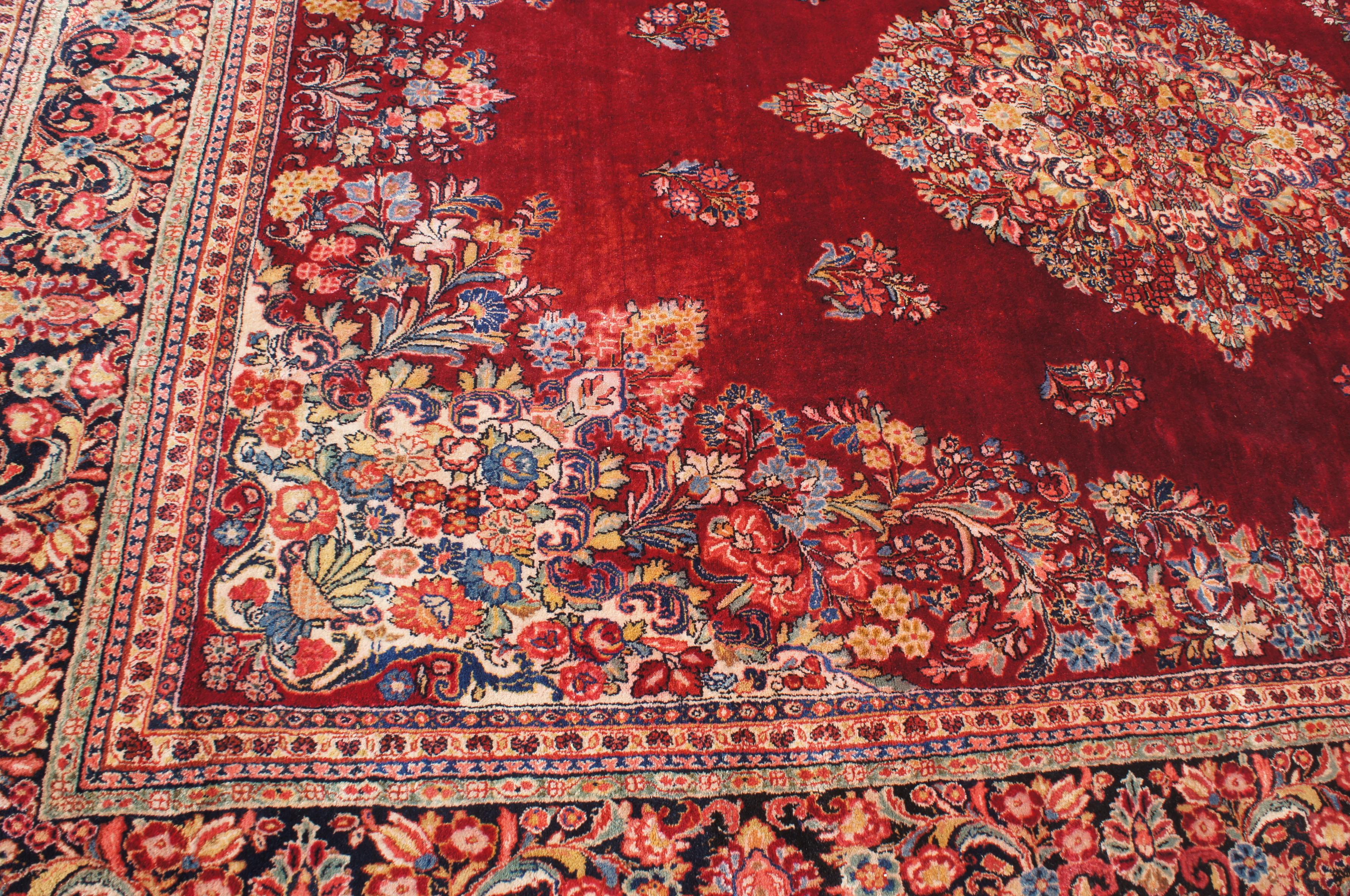 Vintage Indo-Tabriz Hand Knotted Floral Medallion Wool Area Rug Carpet 10' x 14' For Sale 6