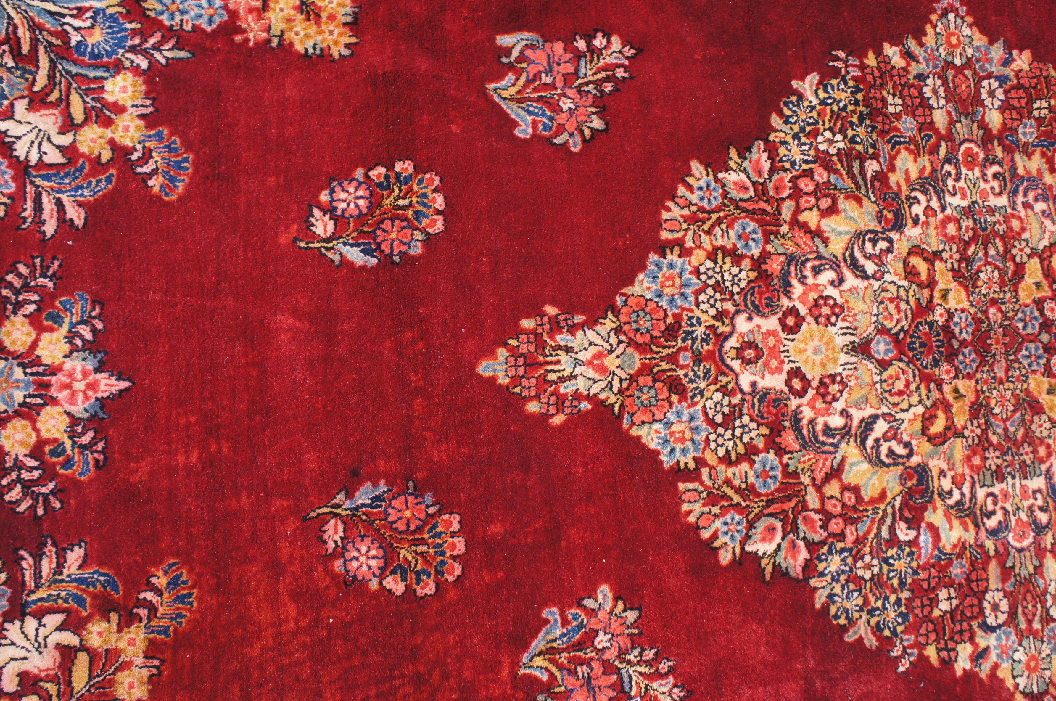 Vintage Indo-Tabriz Hand Knotted Floral Medallion Wool Area Rug Carpet 10' x 14' For Sale 7