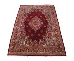 Vintage Indo-Tabriz Hand Knotted Floral Medallion Wool Area Rug Carpet 10' x 14'