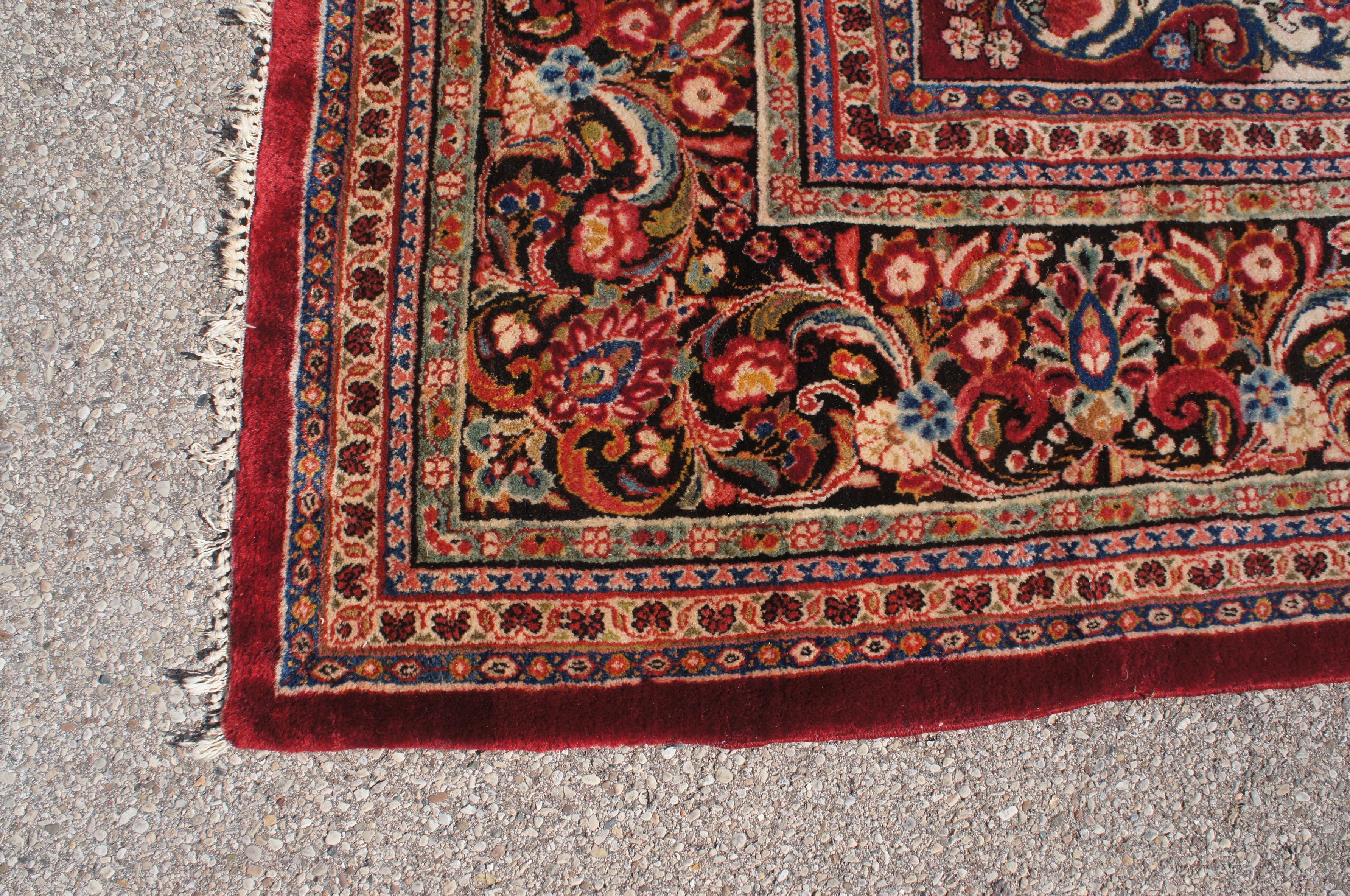 Vintage Indo-Tabriz Hand Knotted Floral Medallion Wool Area Rug Carpet 10' x 14' For Sale 2